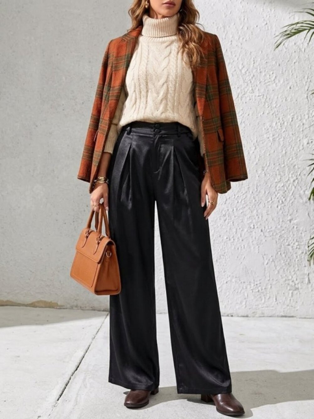 Alice + Olivia Wool Metallic Wide Leg Pants Black Shimmer Trousers Shimmer 8